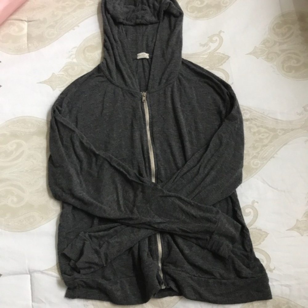 Brandy Melville Dark Grey Zip Up Thin Hoodie